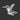 A die-cut sticker of a hummingbird in flight, featuring a white body, green and yellow patterned feathers, and a purple chest detail, placed on a dark textured surface.
