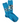 A pair of crew socks with a vibrant blue background featuring a colorful collage of birds, trees, and a crescent moon. The birds are depicted in Charley Harper's iconic mid-century modern style.